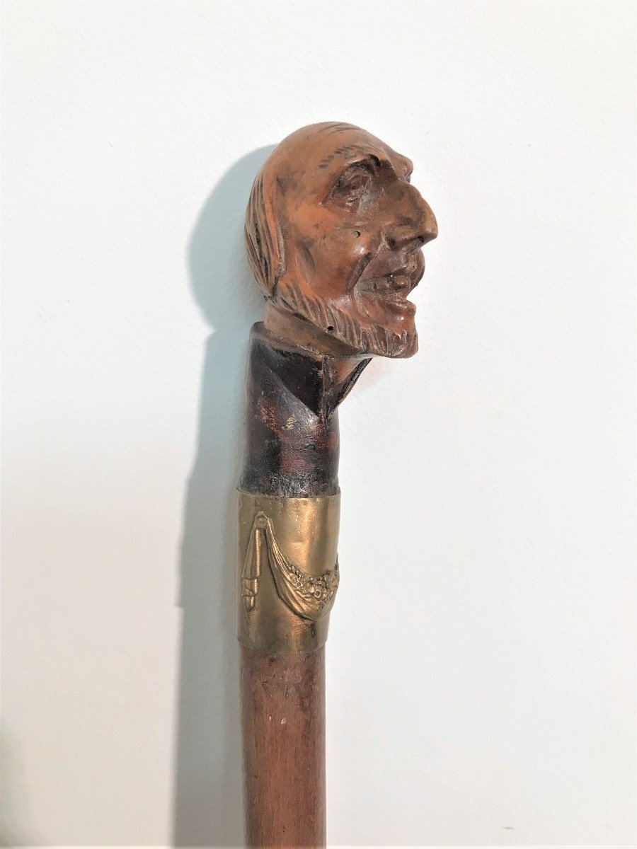 Carved Pommel Cane Caricature Of An Aristocrat XIXth Century-photo-2