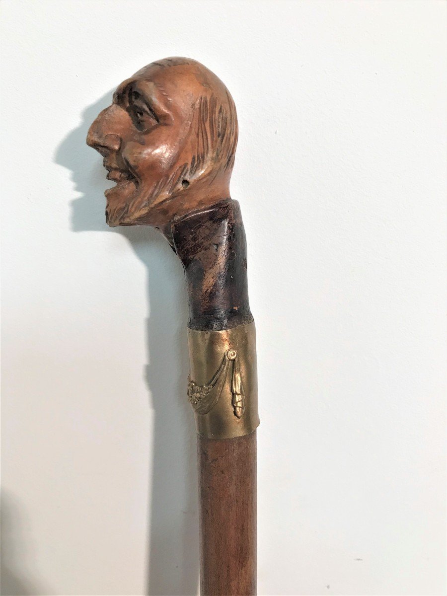 Carved Pommel Cane Caricature Of An Aristocrat XIXth Century-photo-4