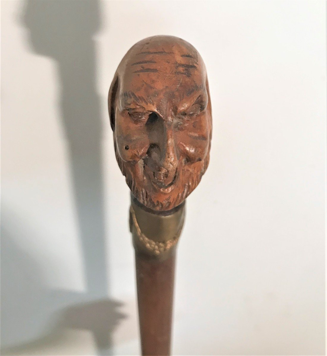 Carved Pommel Cane Caricature Of An Aristocrat XIXth Century-photo-2