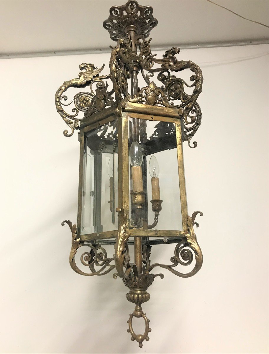 Large Bronze Lantern, Napoleon III Period-photo-3