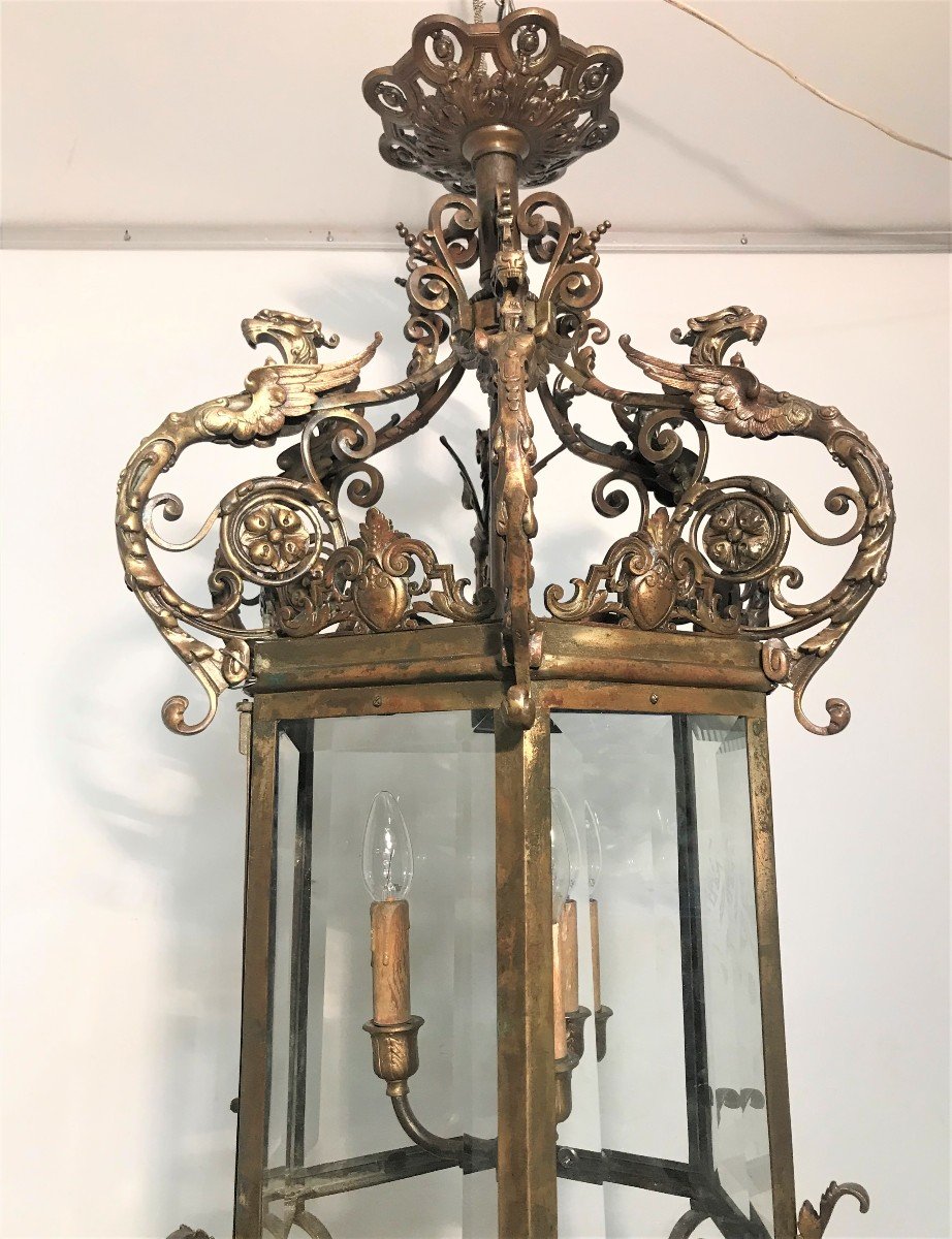 Large Bronze Lantern, Napoleon III Period-photo-4