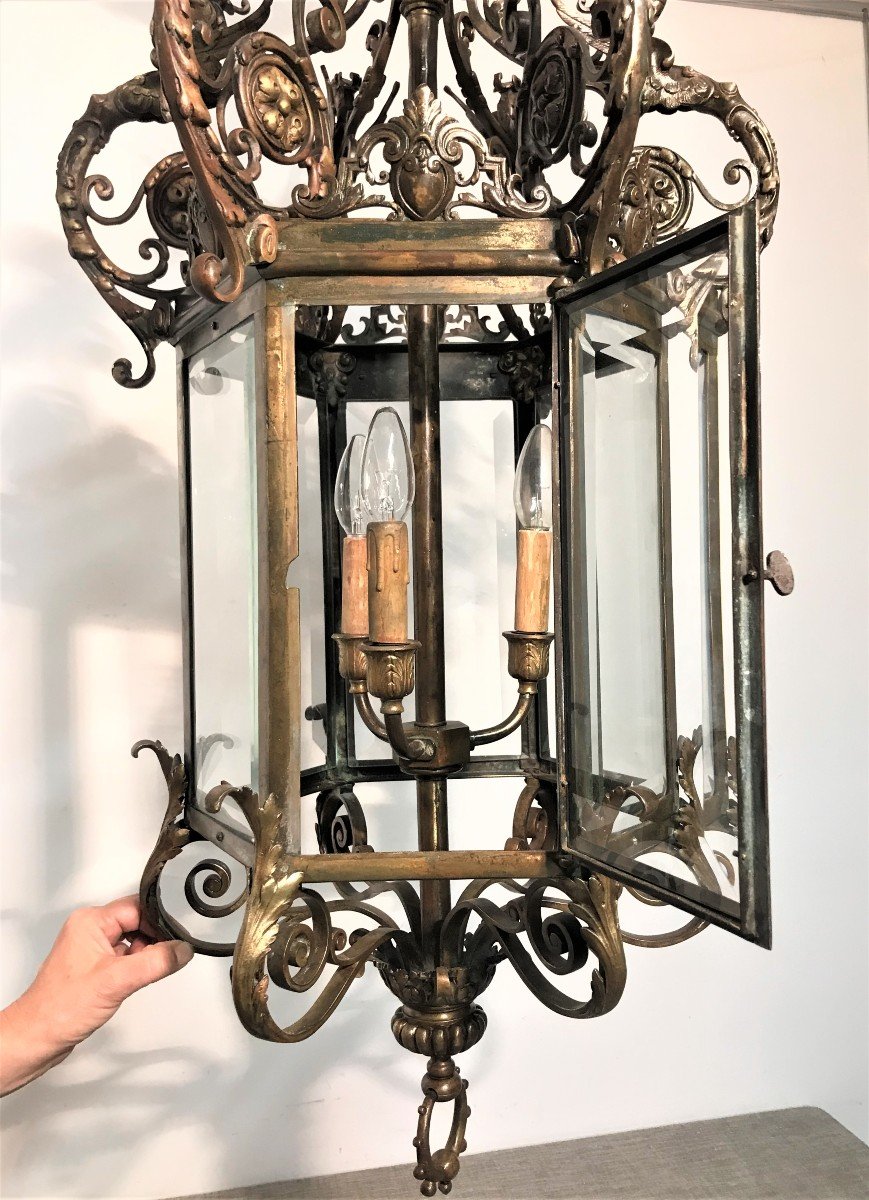 Large Bronze Lantern, Napoleon III Period-photo-6