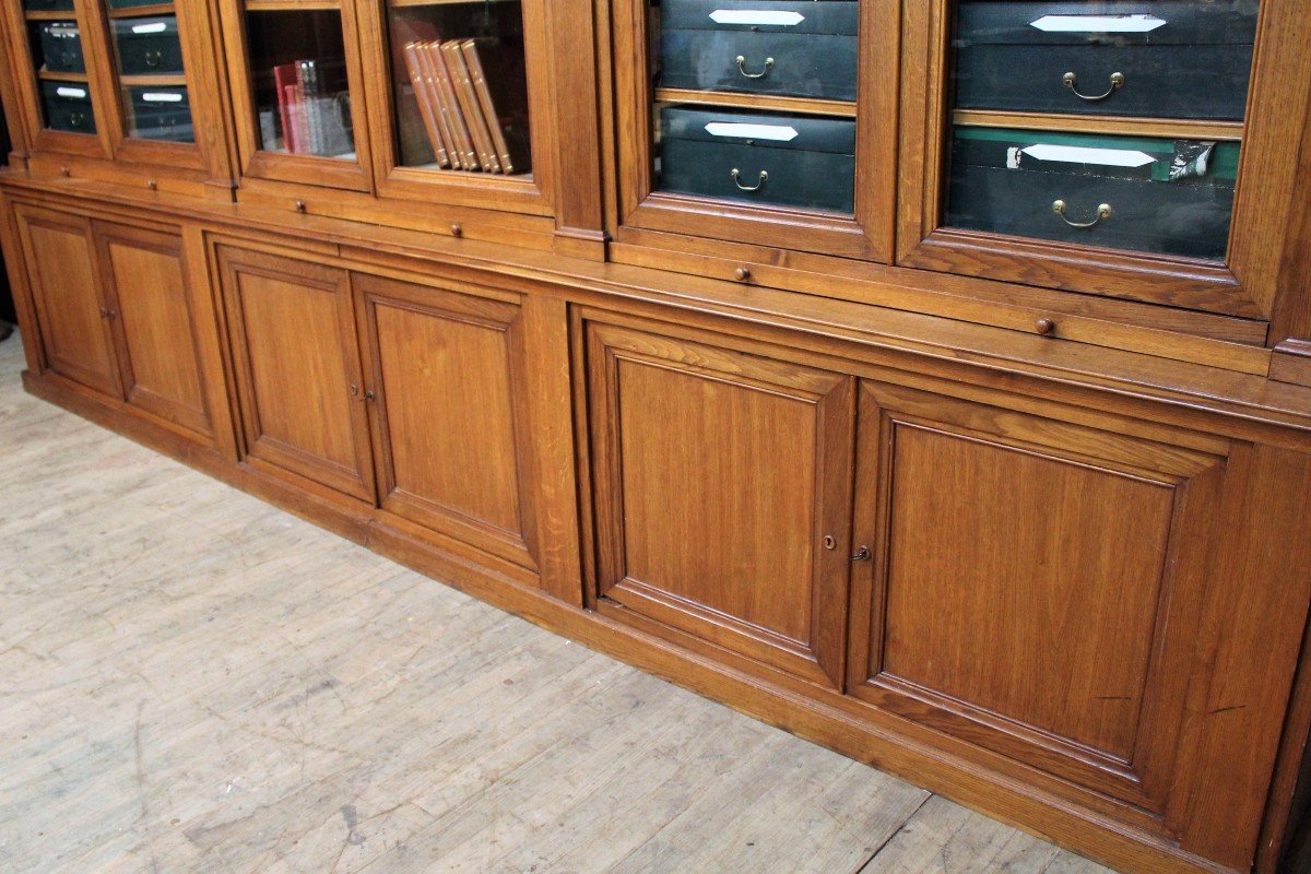 Importante Bibliothèque Cartonnier Chêne Massif Fin XIX Début XX ème Siècle-photo-8