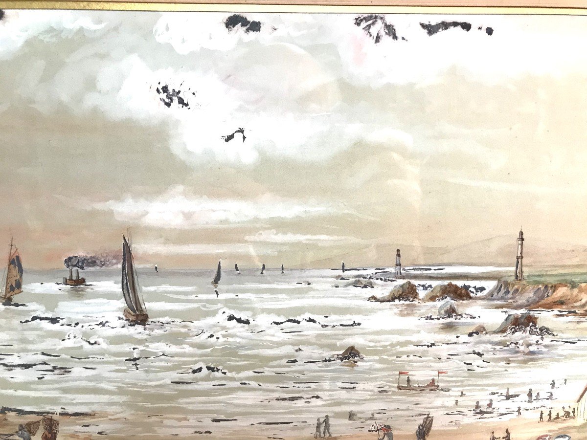 Gouache Painting Seaside Memories 1894-photo-3