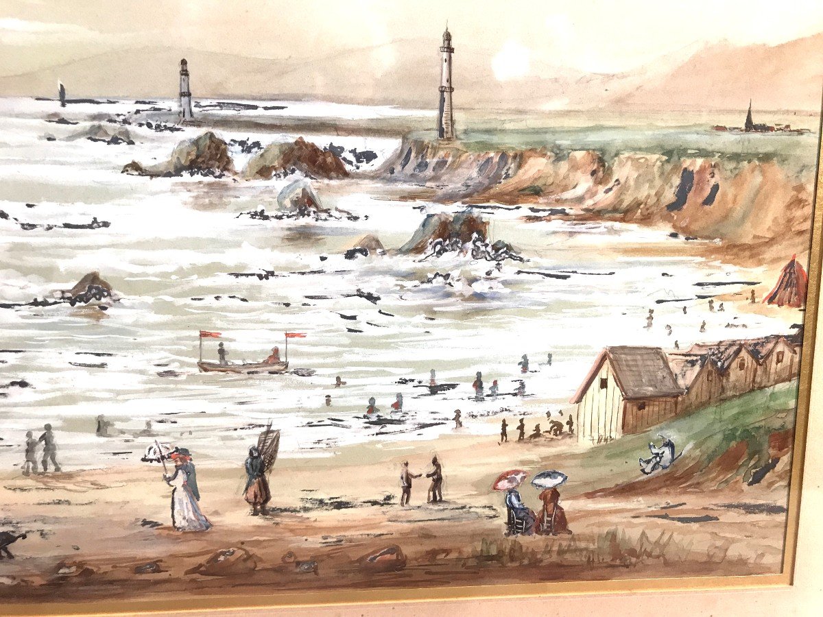 Gouache Painting Seaside Memories 1894-photo-4