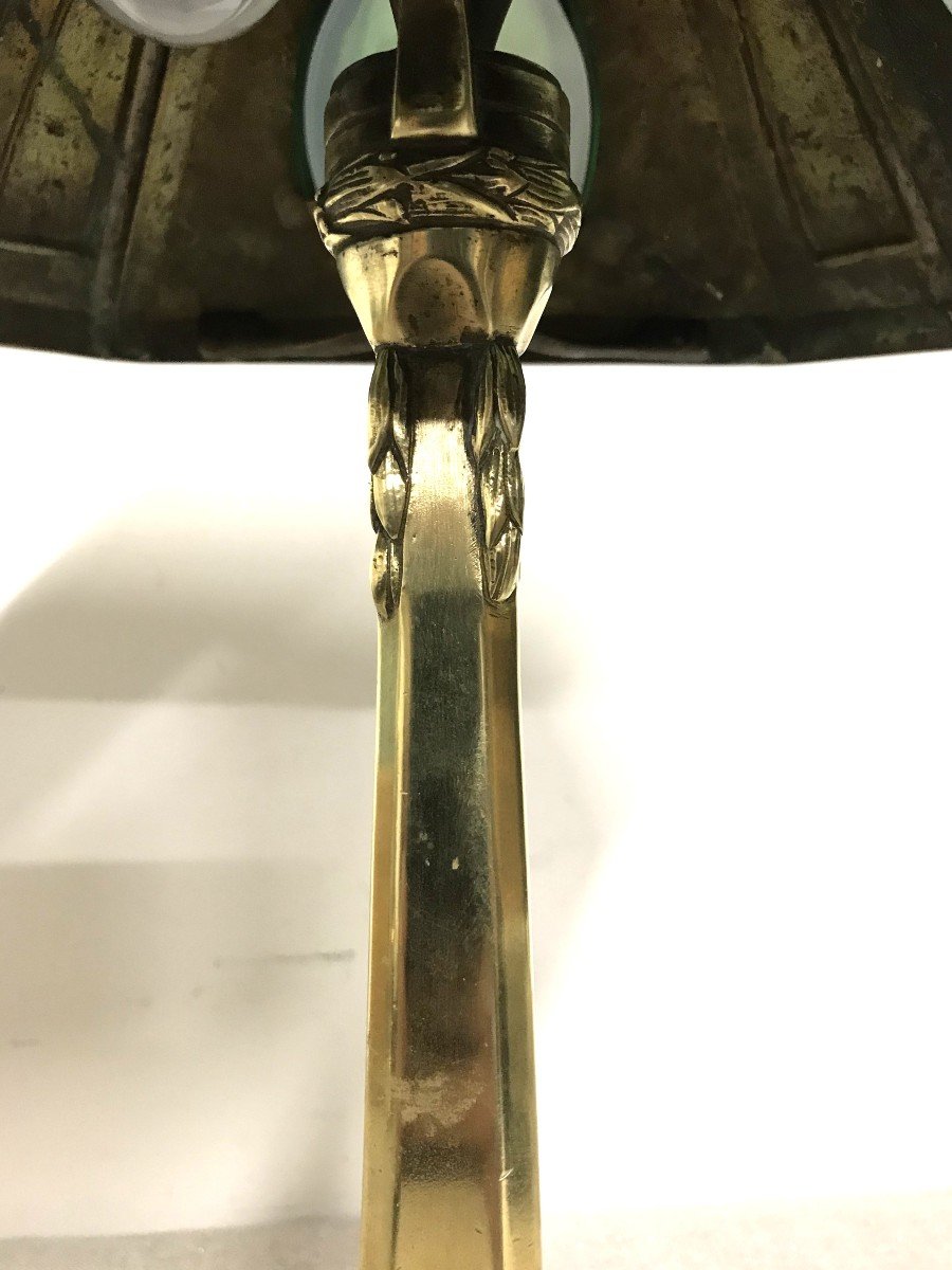 Art Deco Period Bronze And Glass Lamp-photo-3