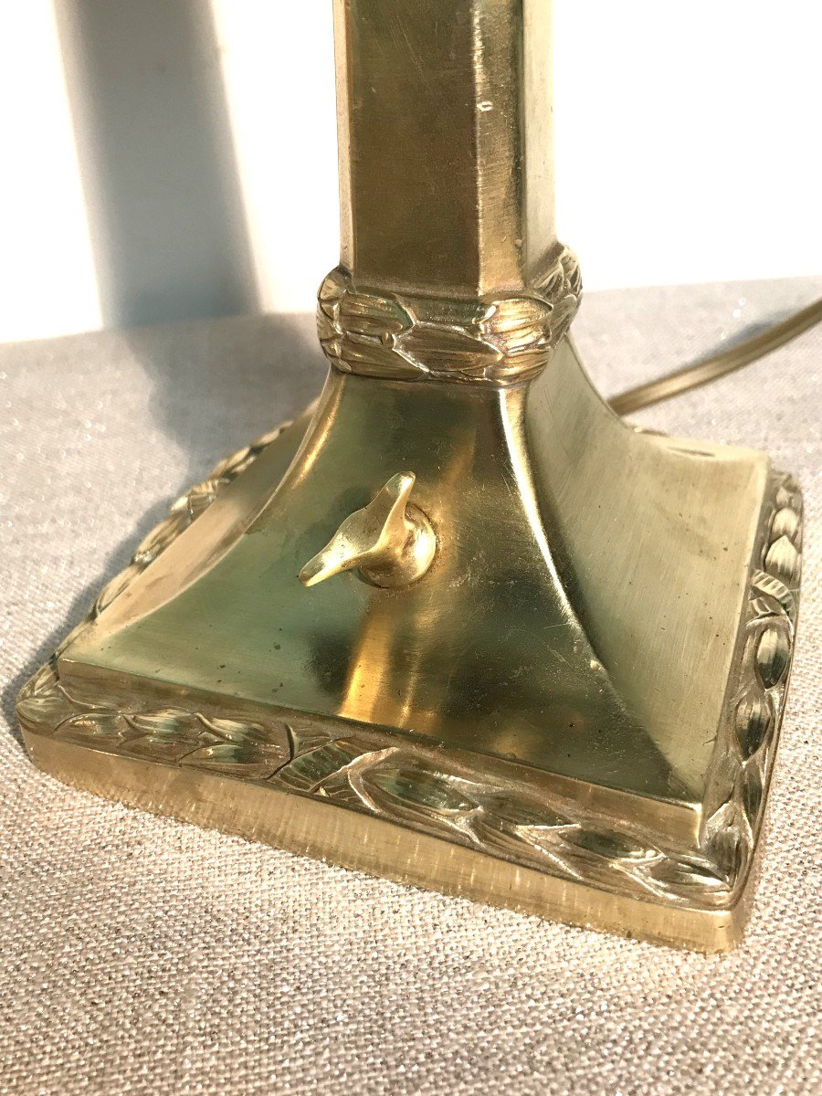 Art Deco Period Bronze And Glass Lamp-photo-4