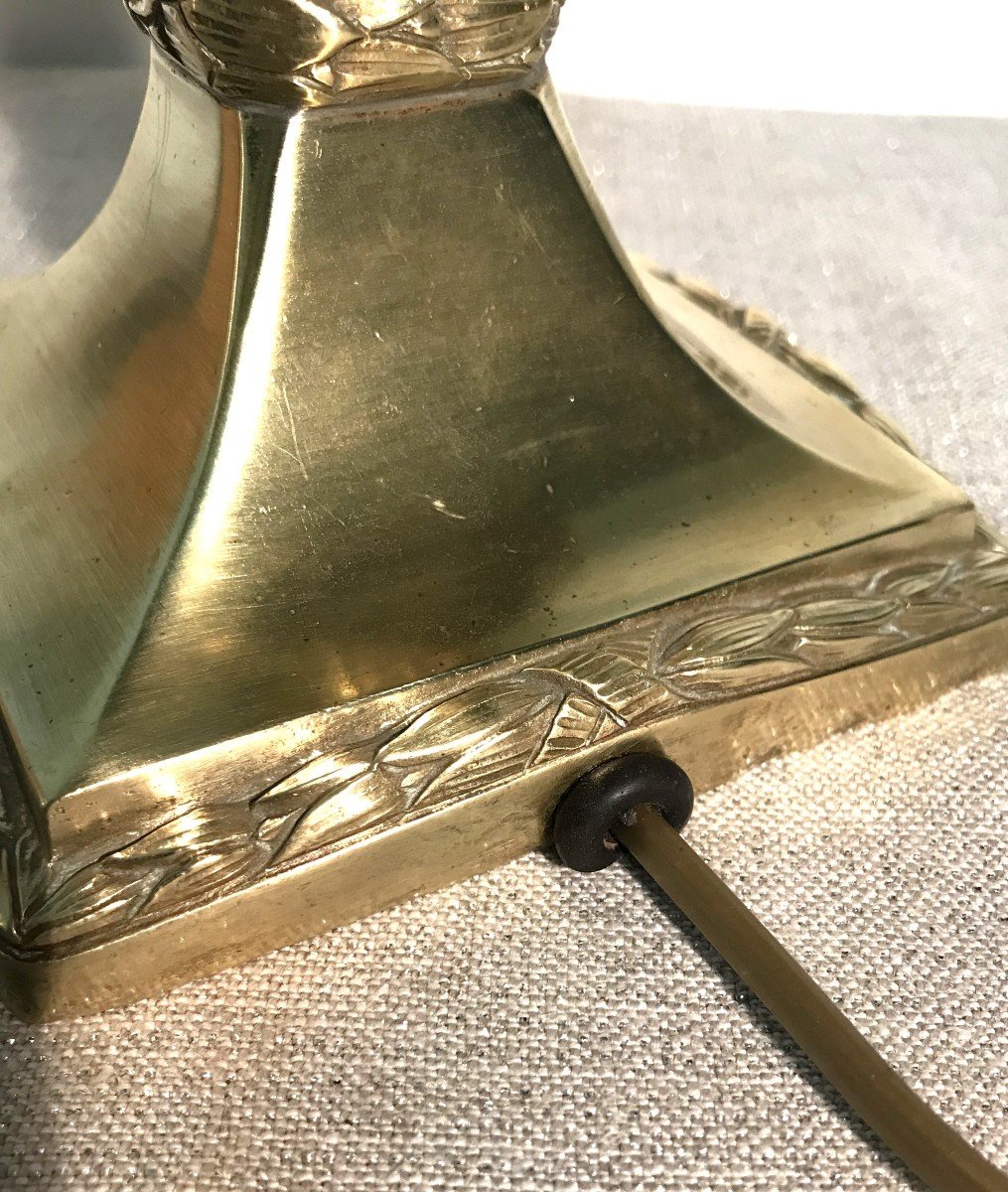 Lampe en bronze et verre époque Art Déco-photo-6