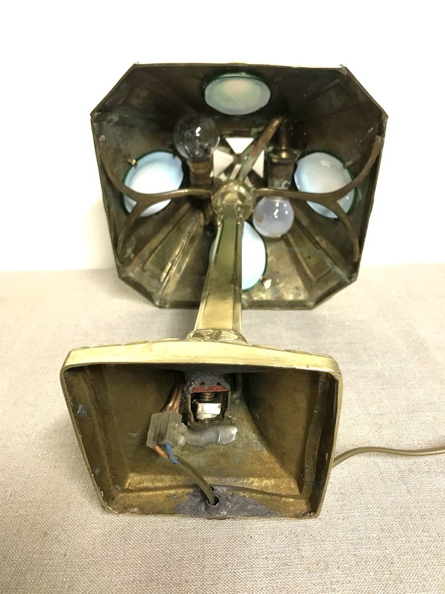 Lampe en bronze et verre époque Art Déco-photo-8