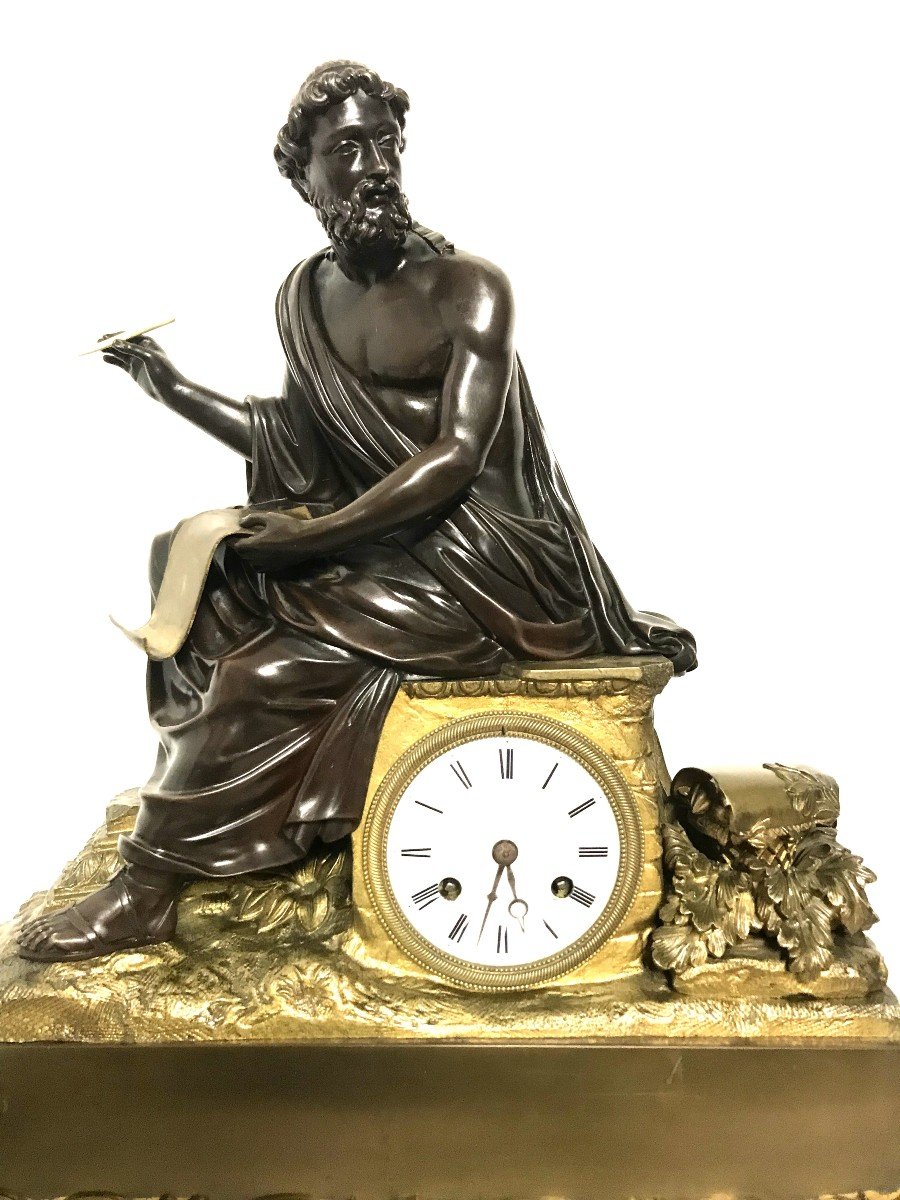 Grande pendule bronze" Hippocrate" époque Restauration-photo-2