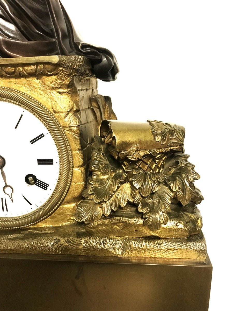Large Bronze Clock "hippocrates" Restoration Period-photo-4