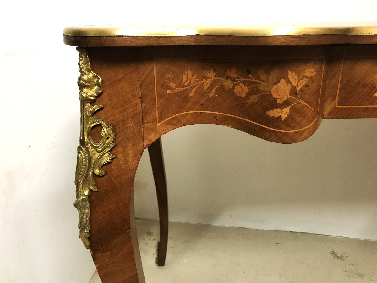 Louis XV Style Marquetry Desk, 19th Century-photo-4