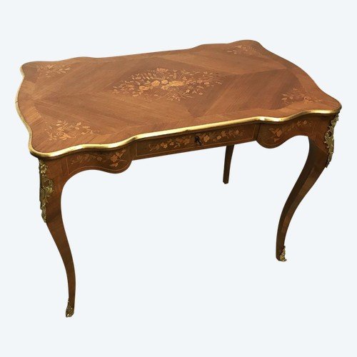 Louis XV Style Marquetry Desk, 19th Century