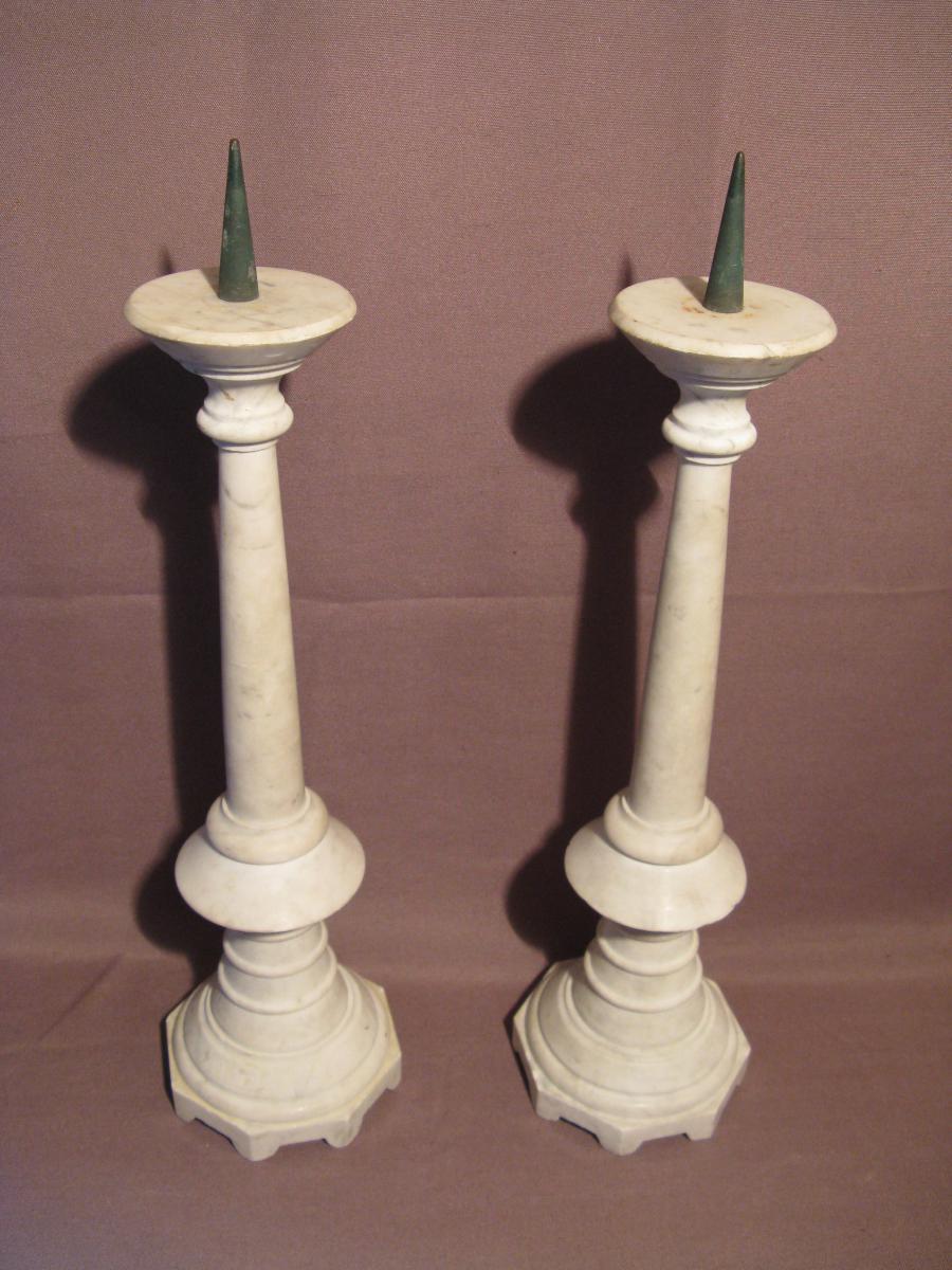 Pair Of Marble Candles Pikes-photo-2