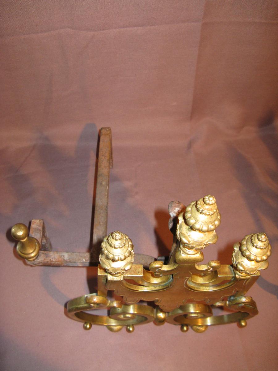 Paire de chenets en bronze époque XIX ème siècle-photo-2
