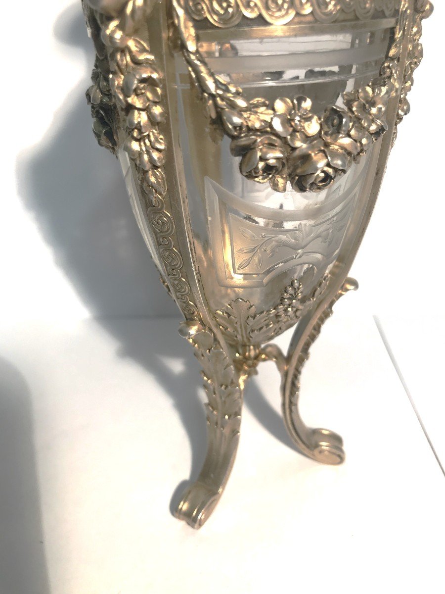 Flacon lampe Berger ? argent et cristal maison Tixier Deschamps Paris XIXème siècle-photo-3