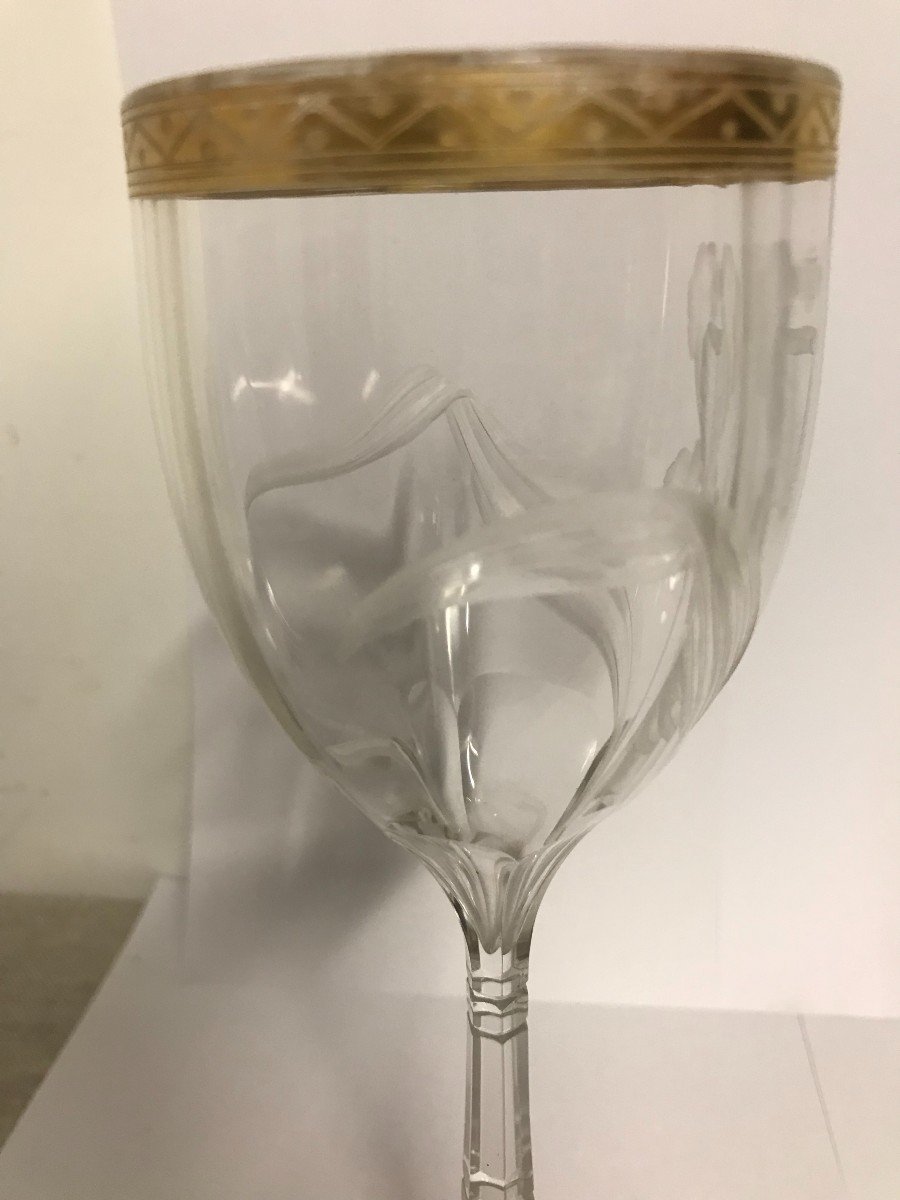 Verre Baccarat ? en cristal taillé d'une Iris-photo-2