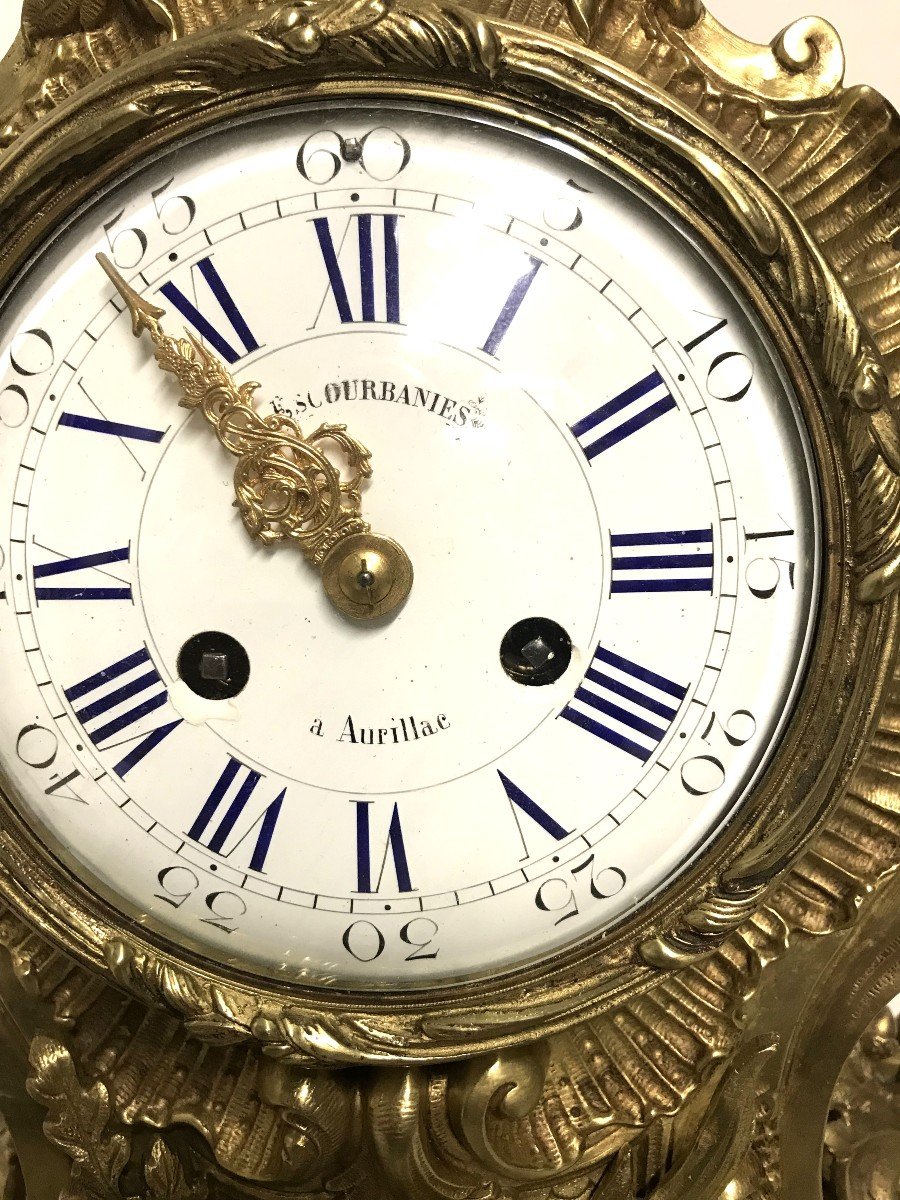 Louis XV Rocaille Style Bronze Cartel Clock-photo-3