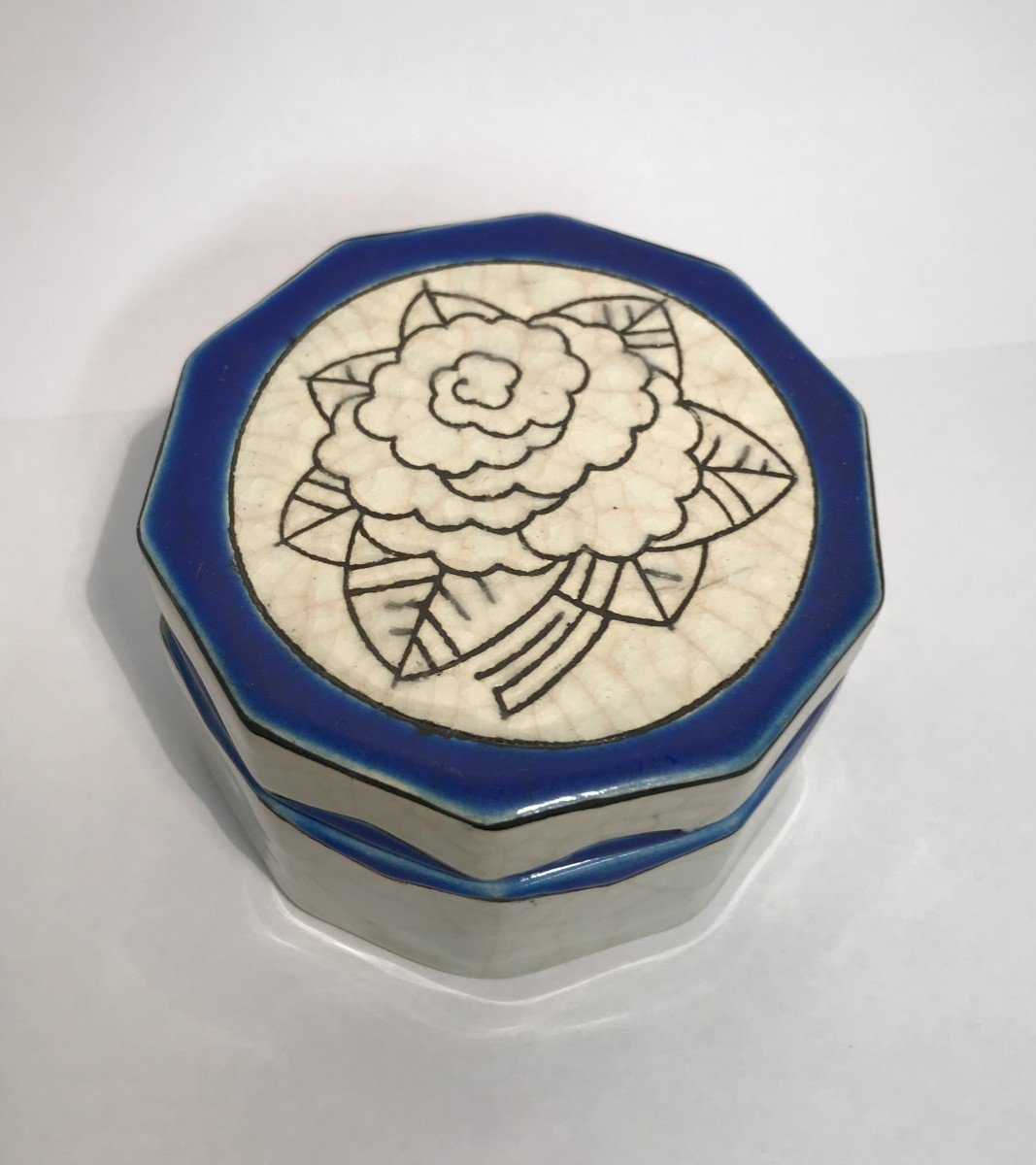 Art Deco Jewelry Box In Longwy Earthenware-photo-2