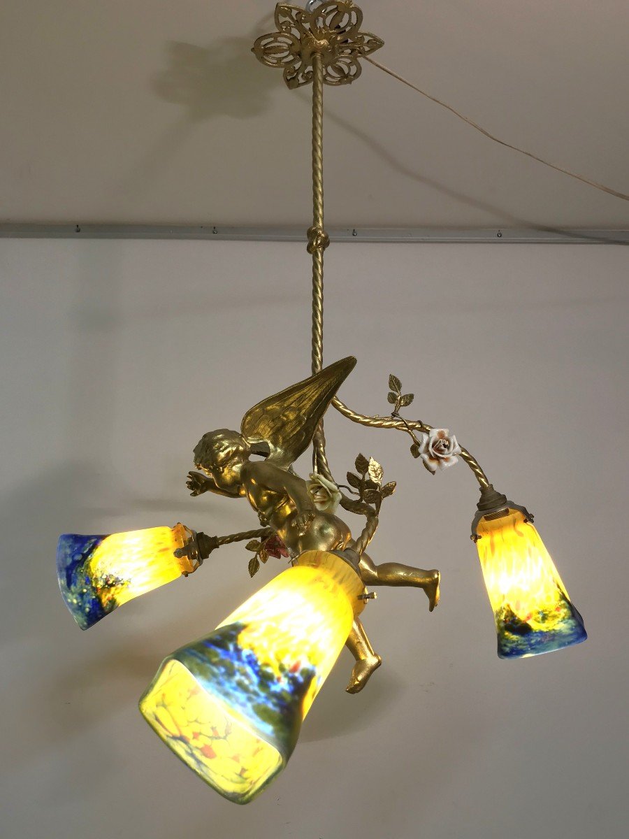 Golden Angel And Tulips Chandelier Muller Frères-photo-2