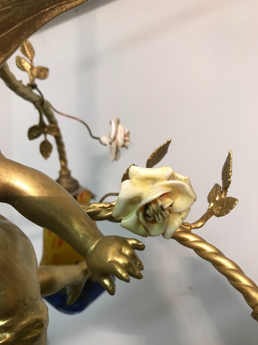 Golden Angel And Tulips Chandelier Muller Frères-photo-3