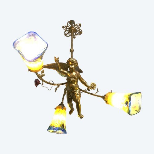 Golden Angel And Tulips Chandelier Muller Frères