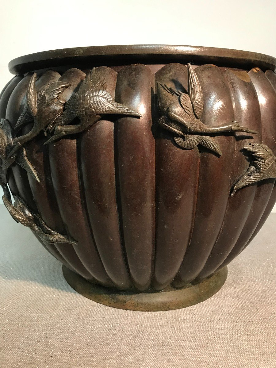 Cache Pot Japonais En Bronze-photo-2