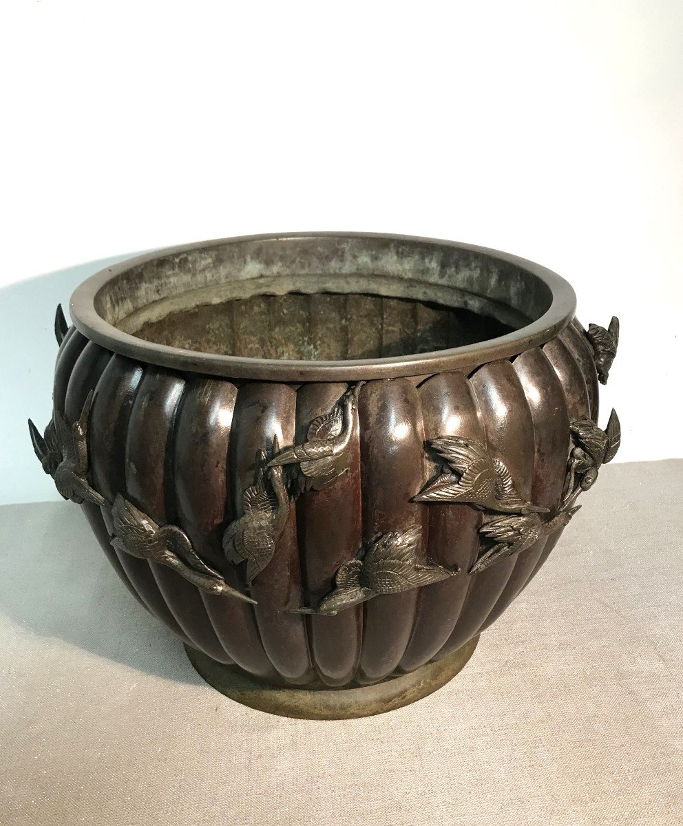Cache Pot Japonais En Bronze