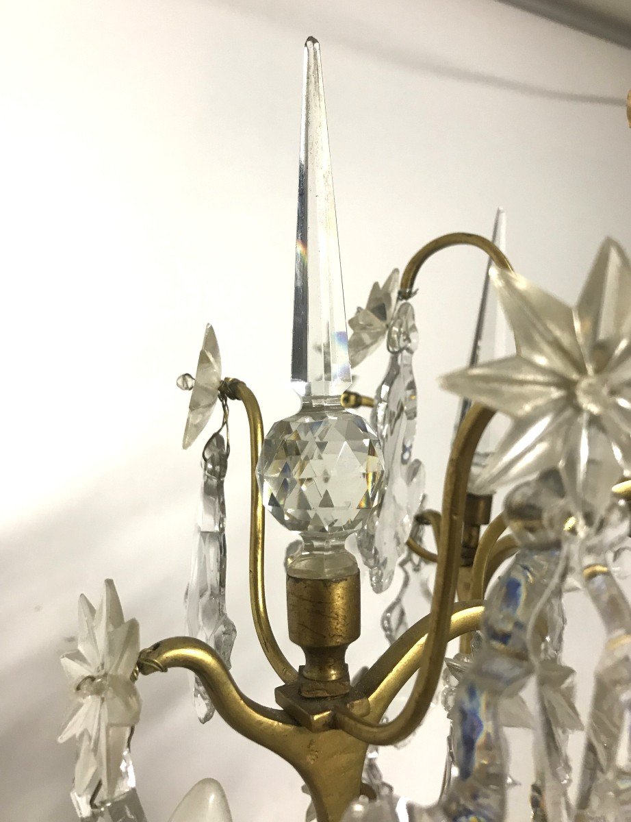 Louis XV Period Cage Chandelier With Crystal And Gilded Bronze Pendants-photo-3