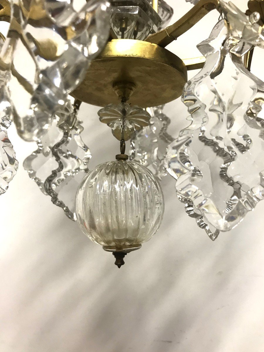 Louis XV Period Cage Chandelier With Crystal And Gilded Bronze Pendants-photo-6