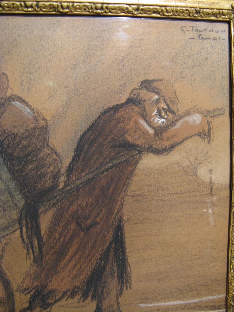 Charcoal Table Signed Georges Tournon 1941-photo-3