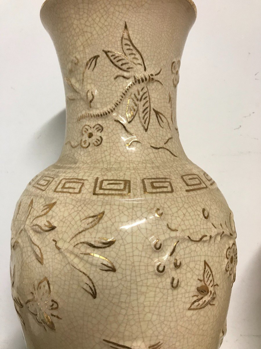 Grande Paire De Vases Longwy-photo-3