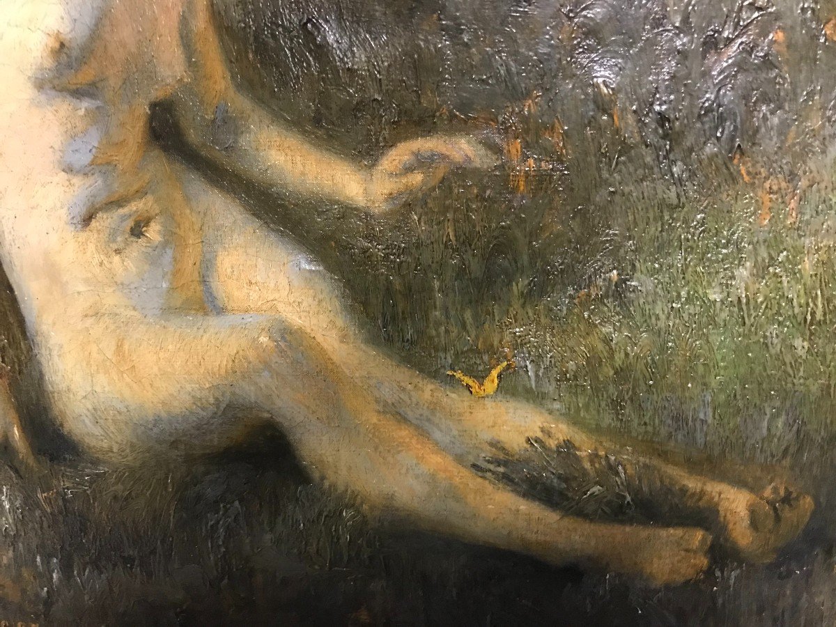 Tableau Huile Sur Toile Nu Au Papillon  Paul René Schutzenberger-photo-1