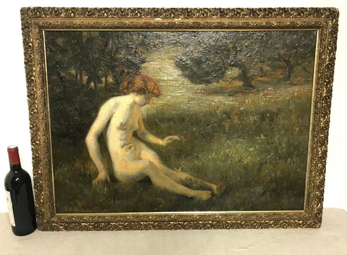 Tableau Huile Sur Toile Nu Au Papillon  Paul René Schutzenberger