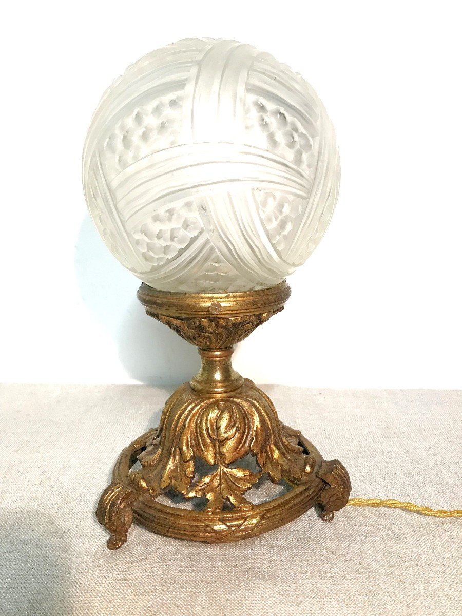 Art Deco Gilt Bronze And Glass Lamp-photo-2