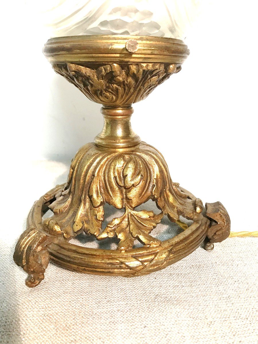 Art Deco Gilt Bronze And Glass Lamp-photo-3