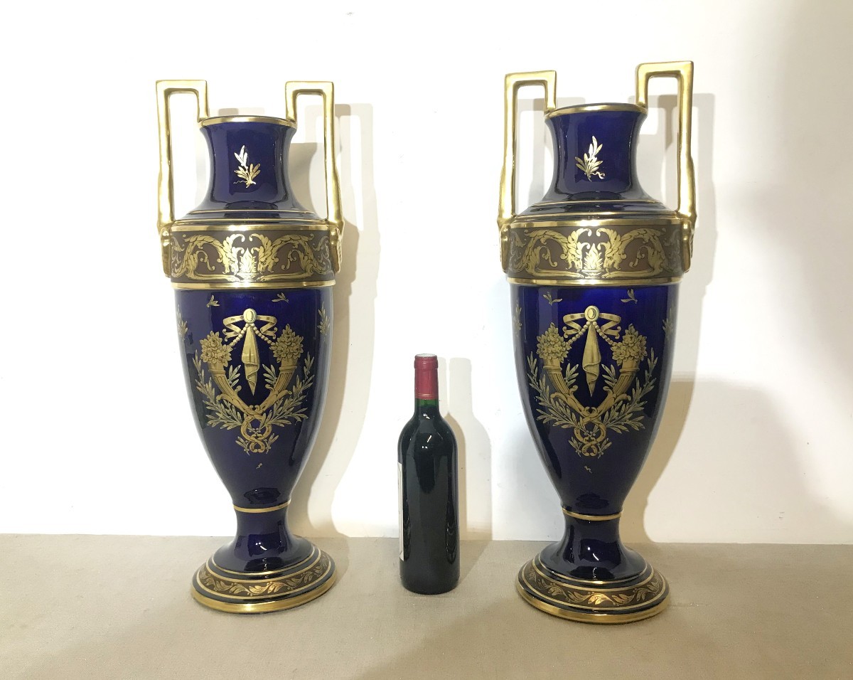 Large Pair Of Jaget And Pinon Tours Vases-photo-2