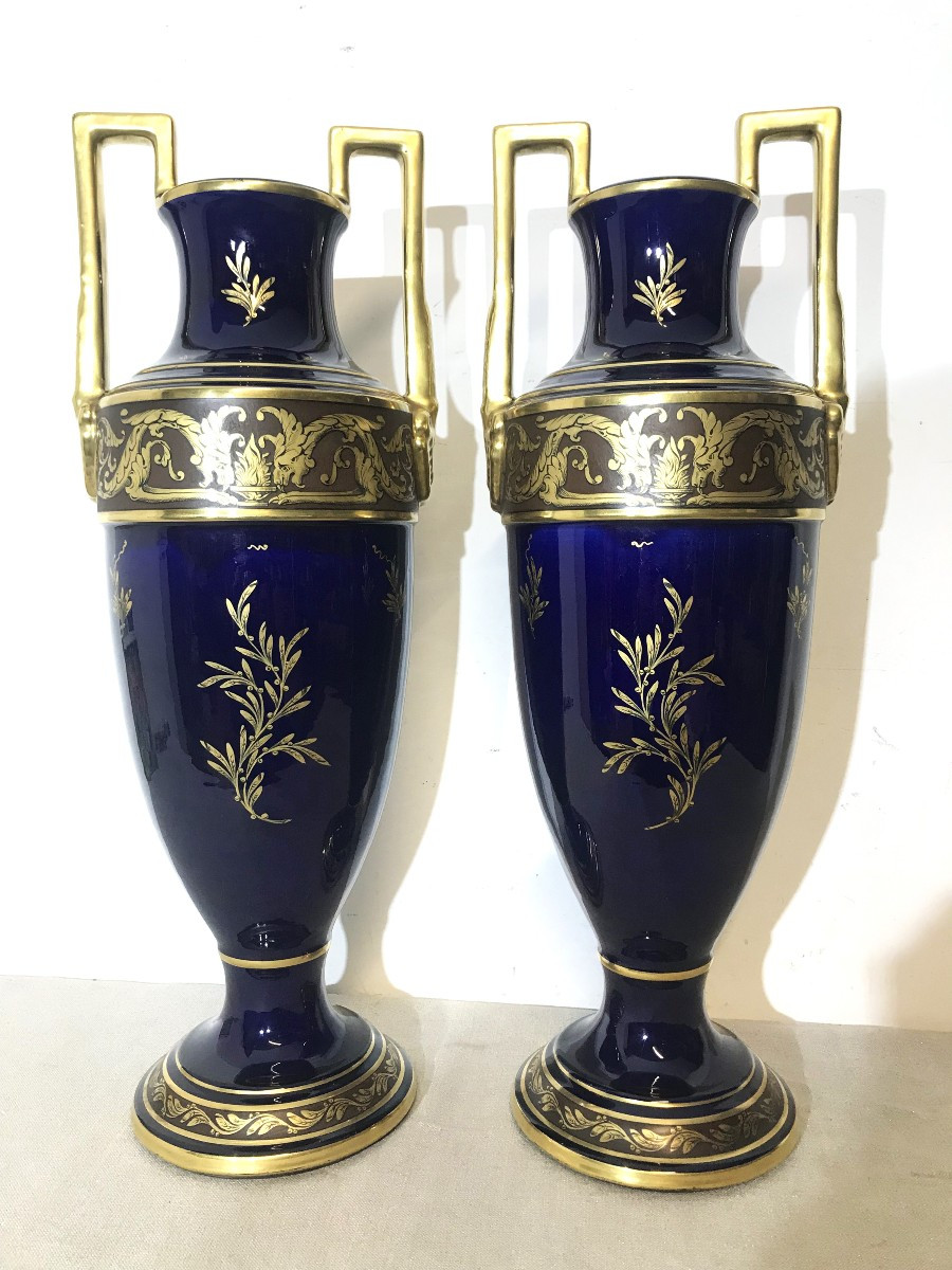 Large Pair Of Jaget And Pinon Tours Vases-photo-3