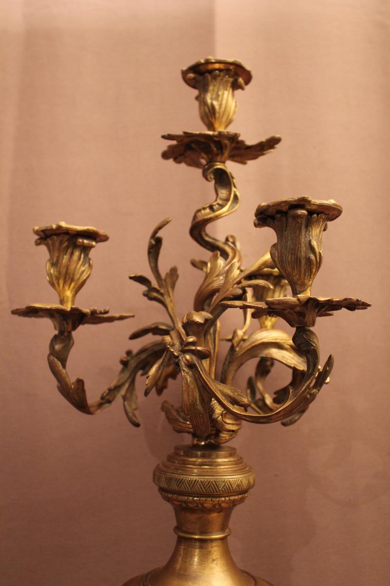 Grand candélabre Japon porcelaine et bronze ( signé )-photo-4