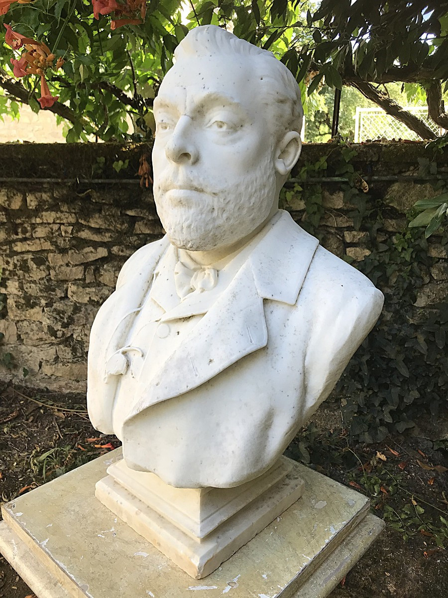 White Marble Bust Signed H.icard 1887-photo-3