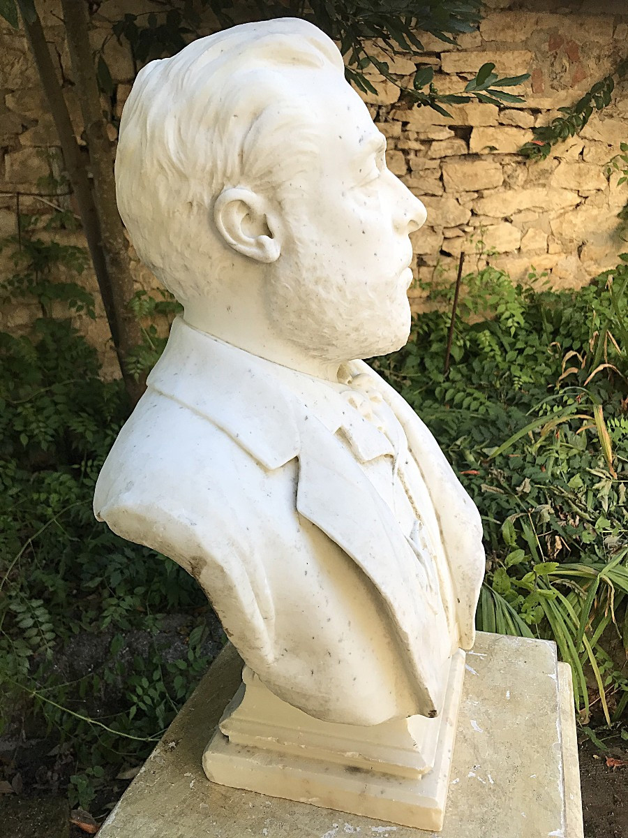 White Marble Bust Signed H.icard 1887-photo-1