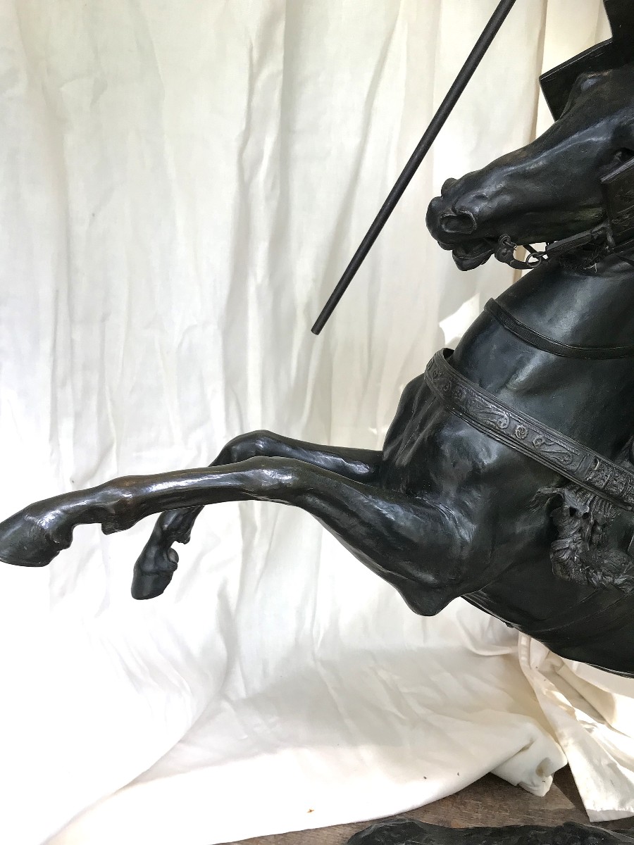 Très grand bronze cavalier arabe Jean-Baptiste Belloc-photo-2