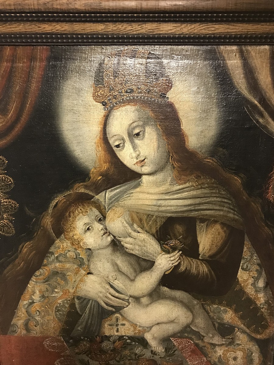 Oil Painting On Canvas Of The Virgin And Child, 17th Century-photo-2