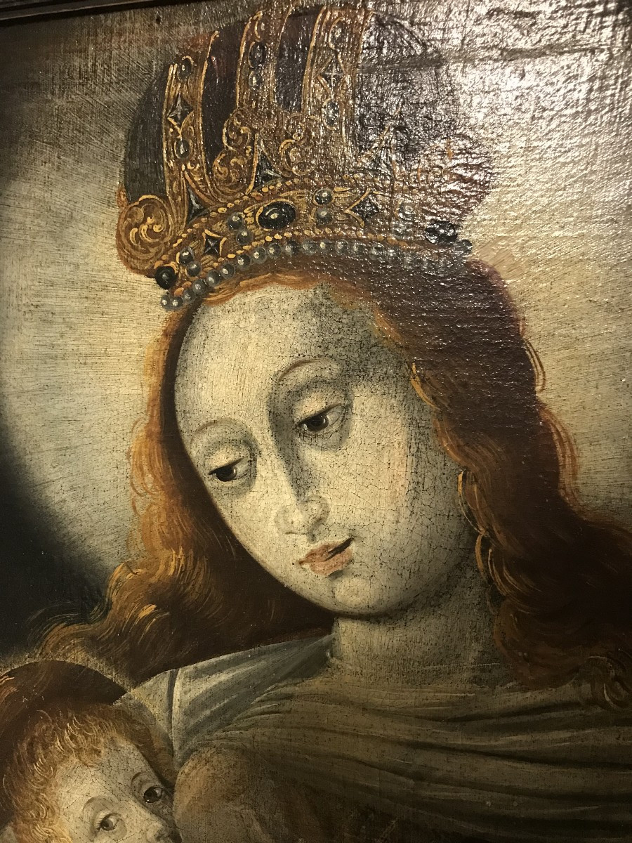 Oil Painting On Canvas Of The Virgin And Child, 17th Century-photo-3