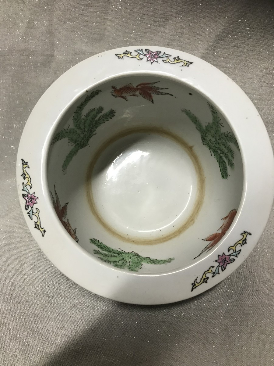Bassin à poisson en porcelaine émaillée-photo-2