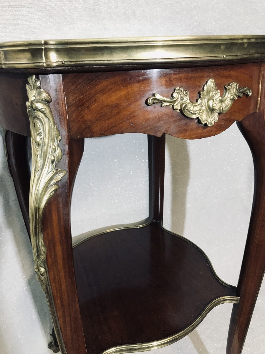 Small Louis XV Style Mahogany And Bronze Pedestal Table-photo-3
