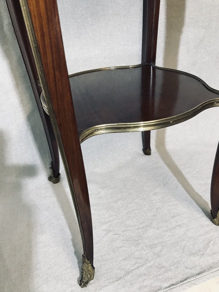 Small Louis XV Style Mahogany And Bronze Pedestal Table-photo-4