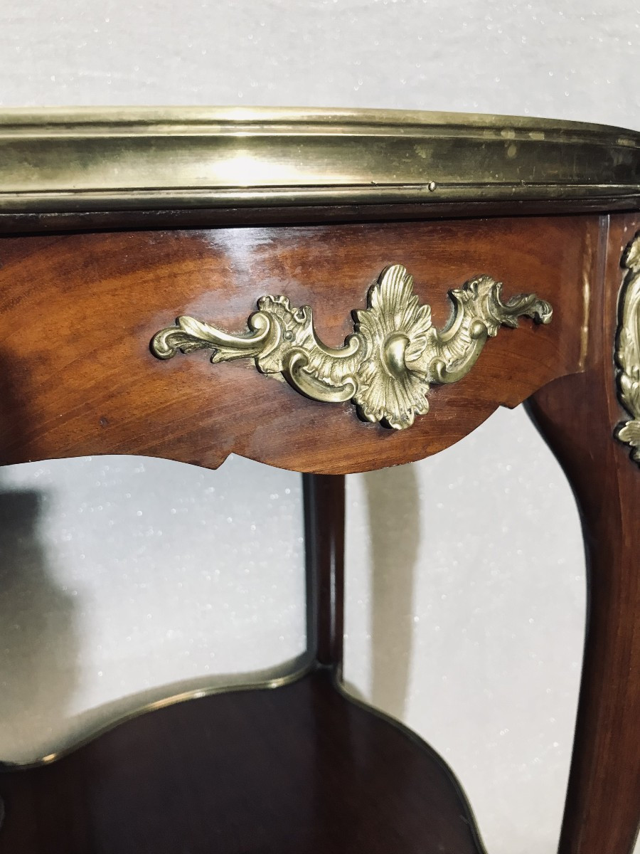 Small Louis XV Style Mahogany And Bronze Pedestal Table-photo-3