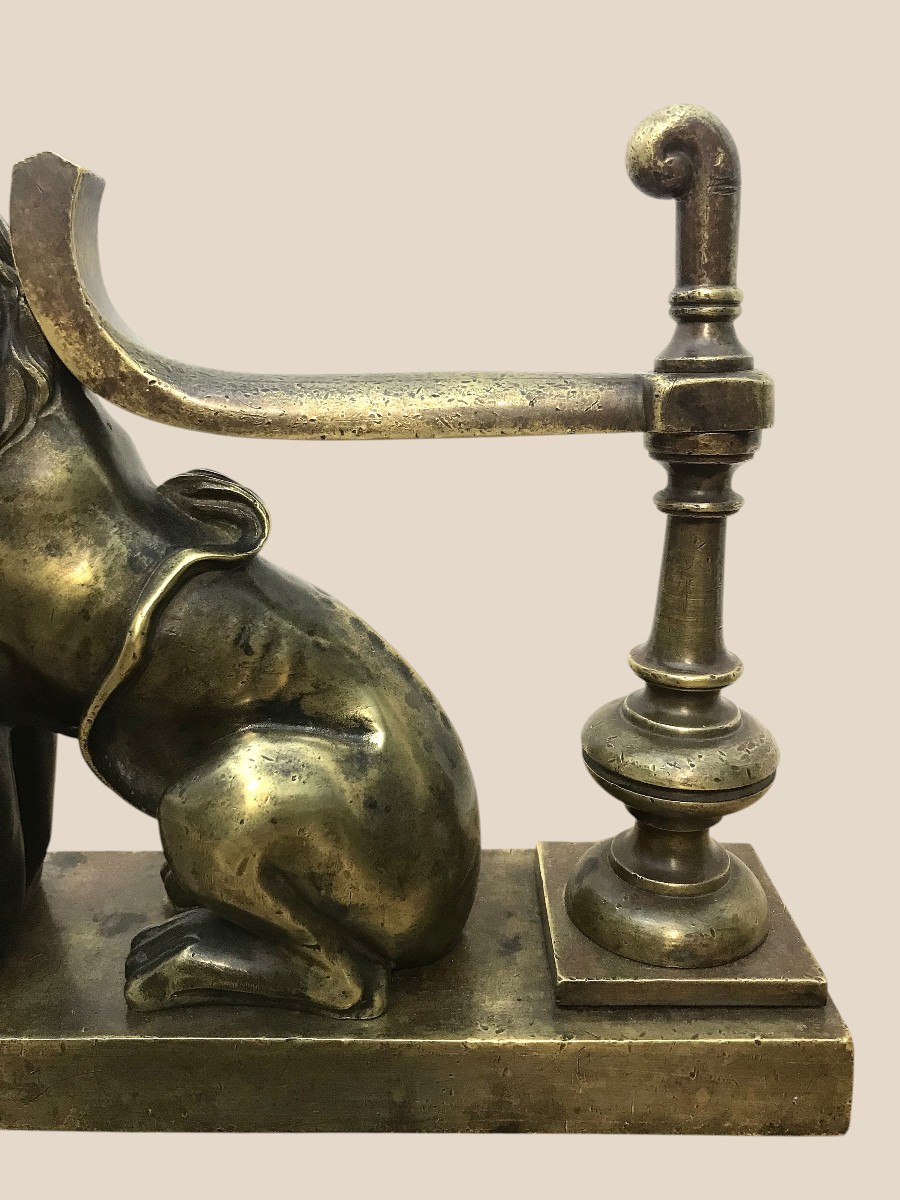 Rare Pair Of Bronze Lion Door Wedges-photo-2