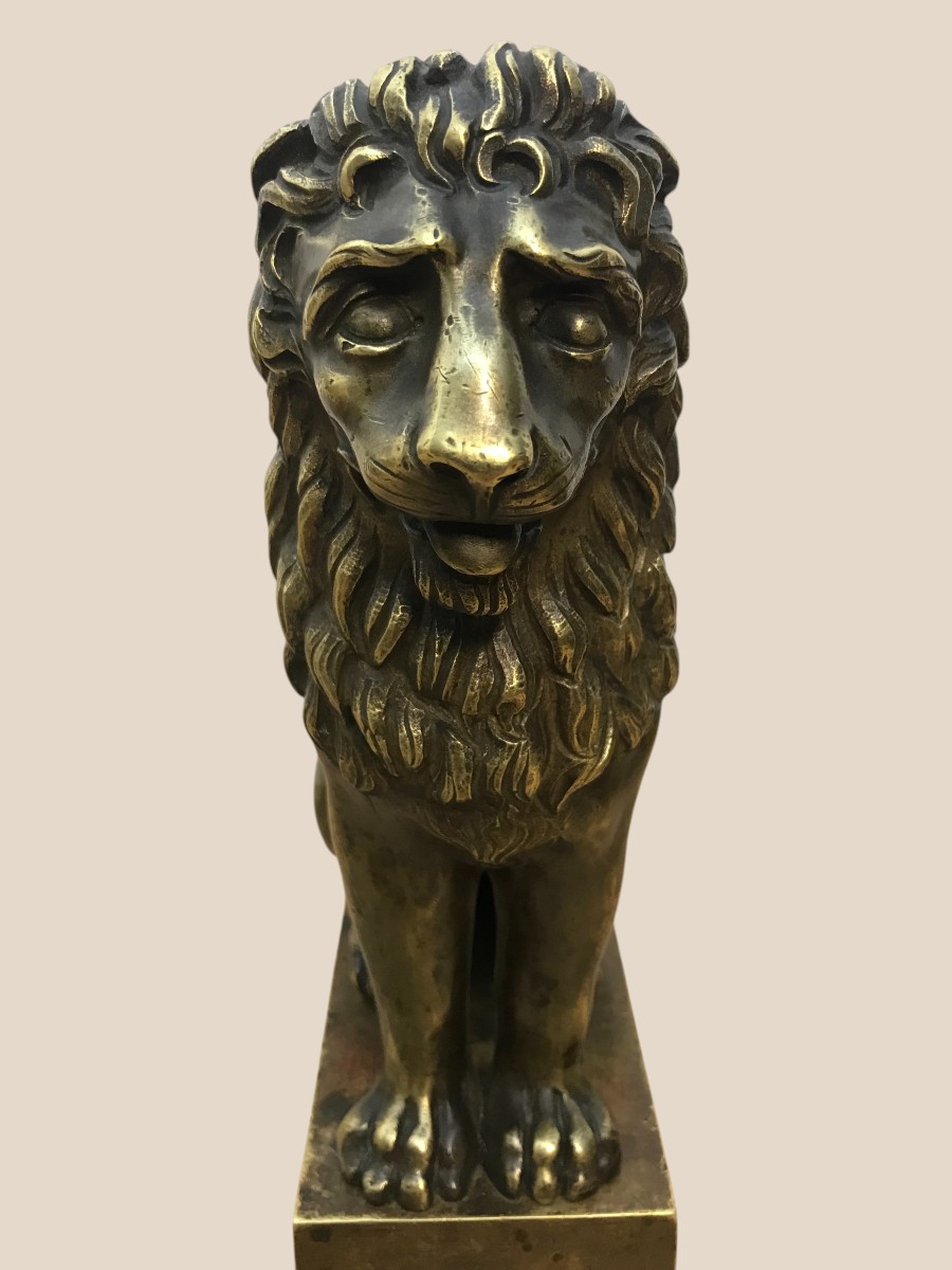 Rare Pair Of Bronze Lion Door Wedges-photo-4